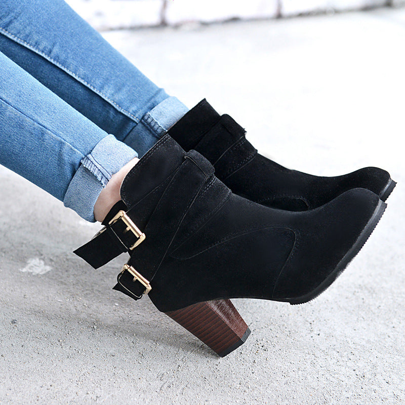 High Heels Leather Ankle Boots - Boots -  Trend Goods