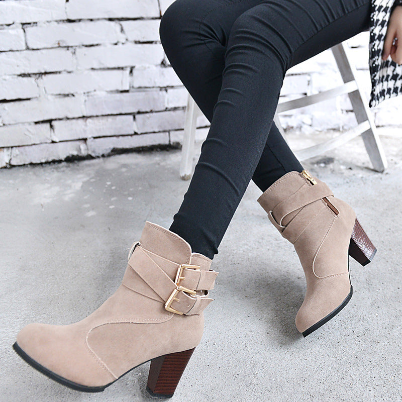 High Heels Leather Ankle Boots - Boots -  Trend Goods