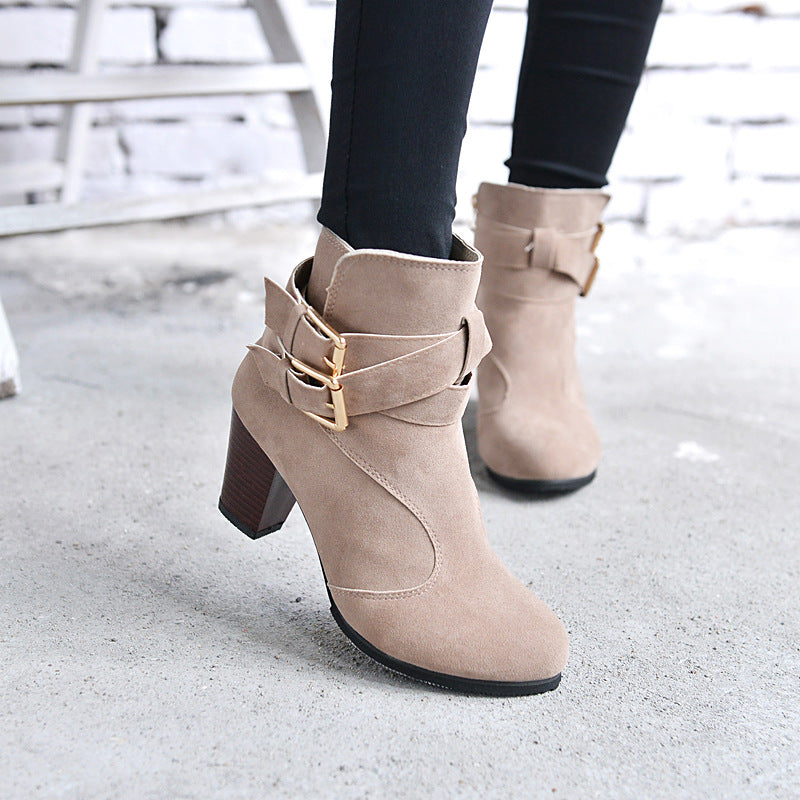 High Heels Leather Ankle Boots - Boots -  Trend Goods