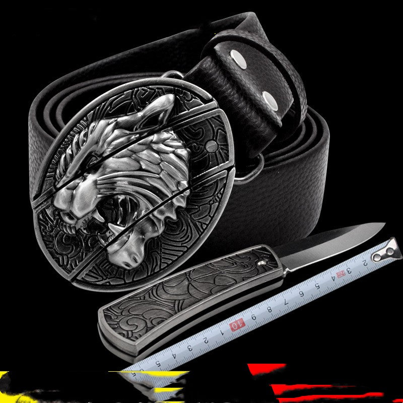 Men's Leather Smooth Buckle Belt Knife - Belts -  Trend Goods