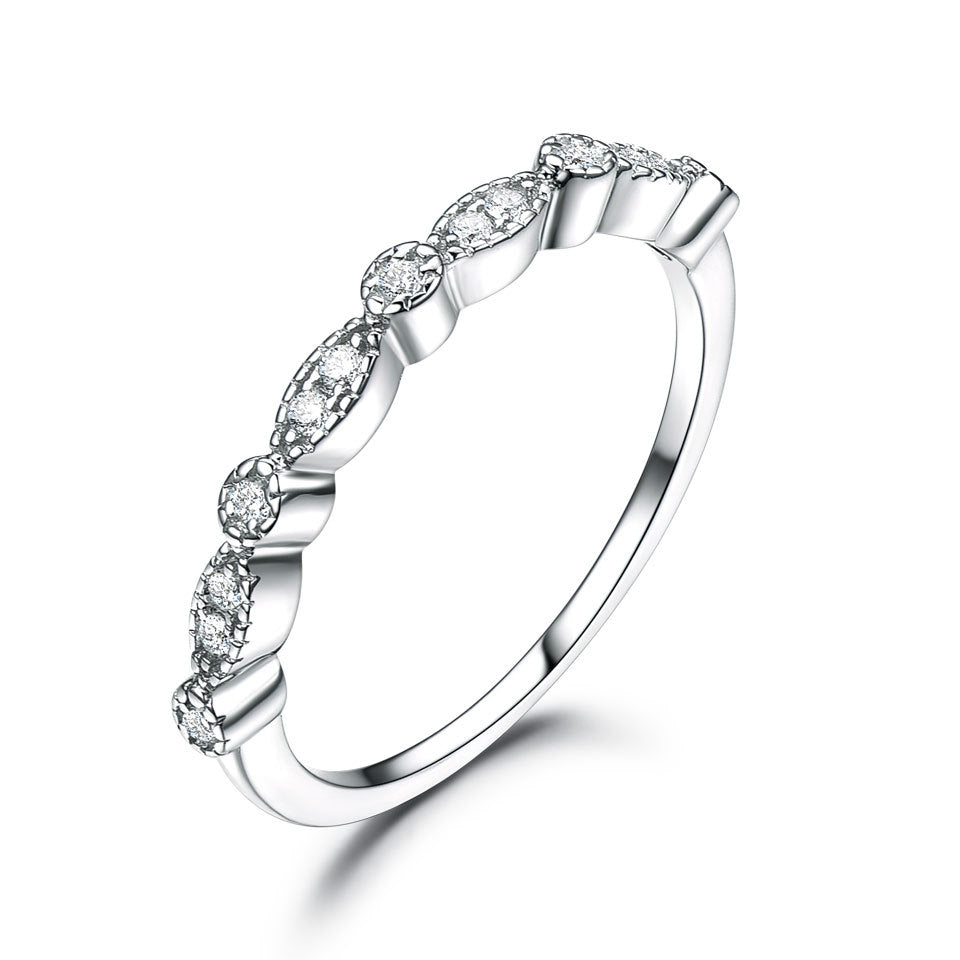 925 Sterling Silver Simple Silver Diamond Fashion Ring - Rings -  Trend Goods