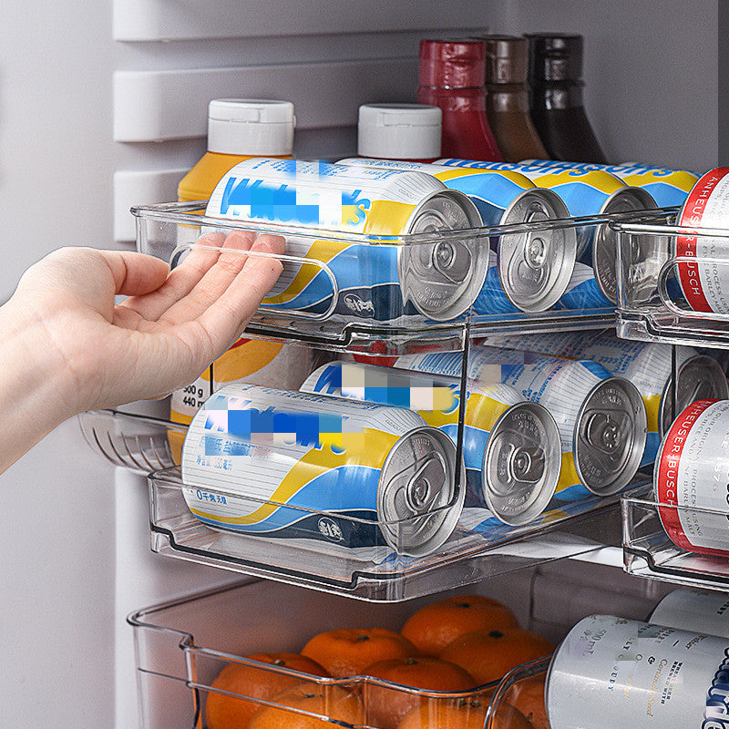 Refrigerator Beverage Storage Box Double-layer Self-rolling - Kitchen Organizers -  Trend Goods