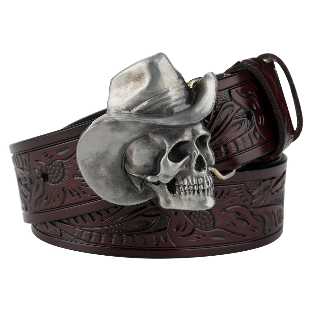 Hat Skull Alloy Belt Buckle Flower - Belts -  Trend Goods