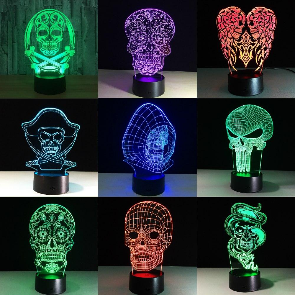 3D LED Color Changing Lamp Halloween Skull Light Acrylic 3D Hologram Illusion - LED Lamps -  Trend Goods