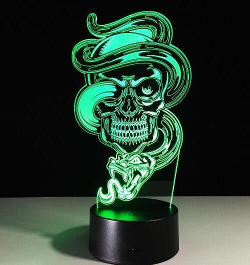 3D LED Color Changing Lamp Halloween Skull Light Acrylic 3D Hologram Illusion - LED Lamps -  Trend Goods