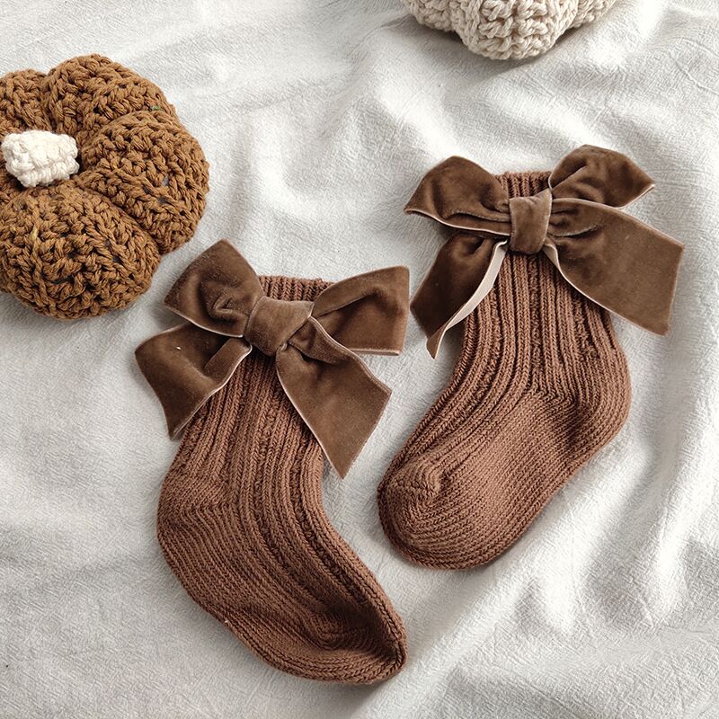 Baby Bowknot Woolen Pure Color Tube Socks - Baby Socks -  Trend Goods