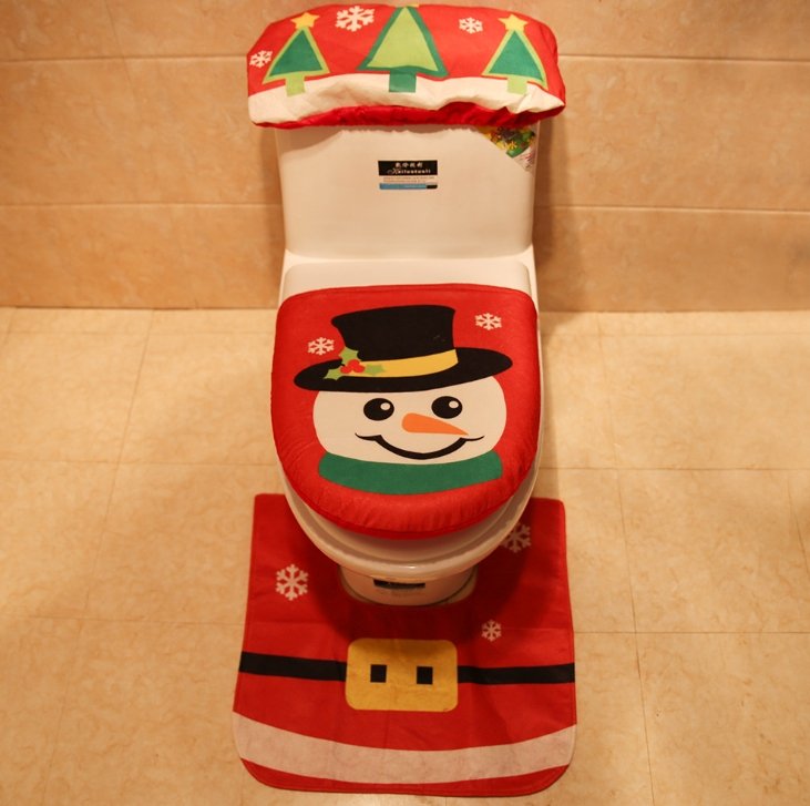 3pcs Fancy Santa Claus Rug Seat Bathroom Set Contour Rug Christmas Decoration - Toilet Seat Covers -  Trend Goods