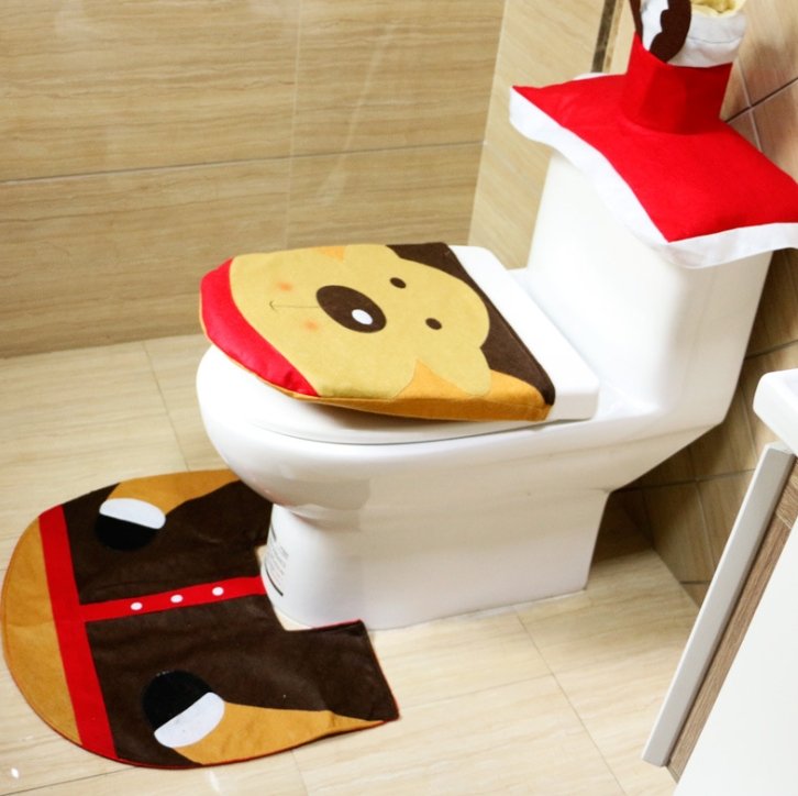 3pcs Fancy Santa Claus Rug Seat Bathroom Set Contour Rug Christmas Decoration - Toilet Seat Covers -  Trend Goods