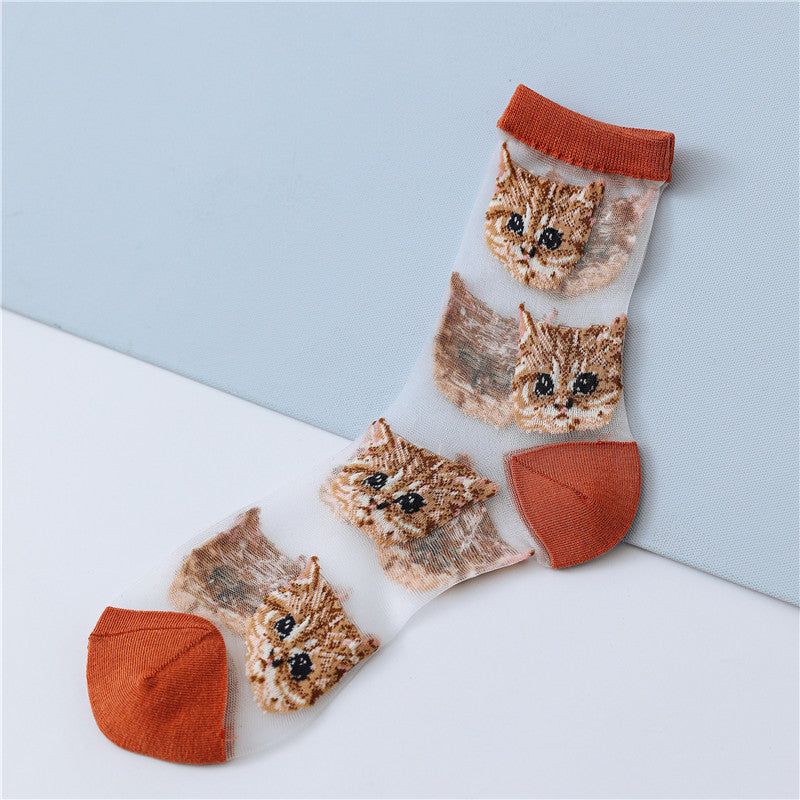 Sweet Glass Silk Cat Figure Stockings - Socks -  Trend Goods