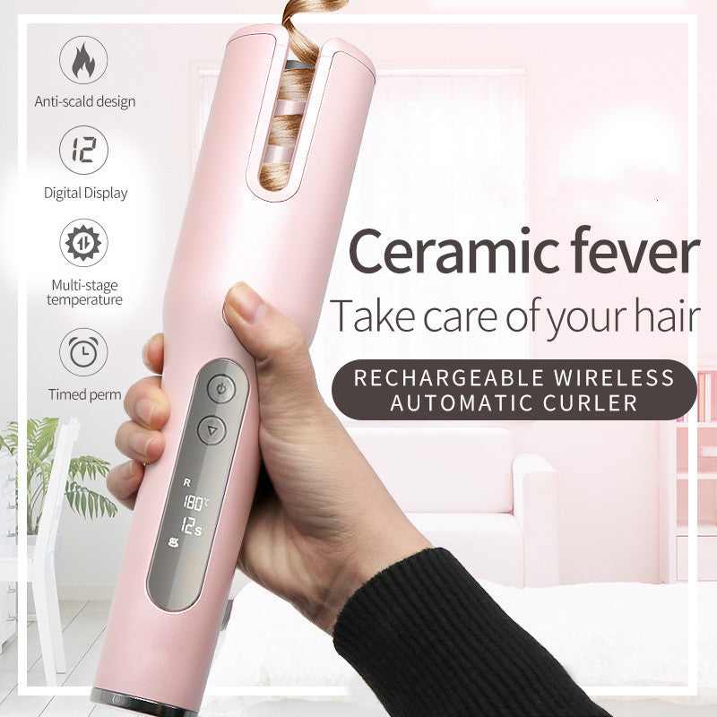 Wireless Automatic Curler USB  LCD Screen Ceramic Heating Anti-perm Curler - Hair Accessories -  Trend Goods