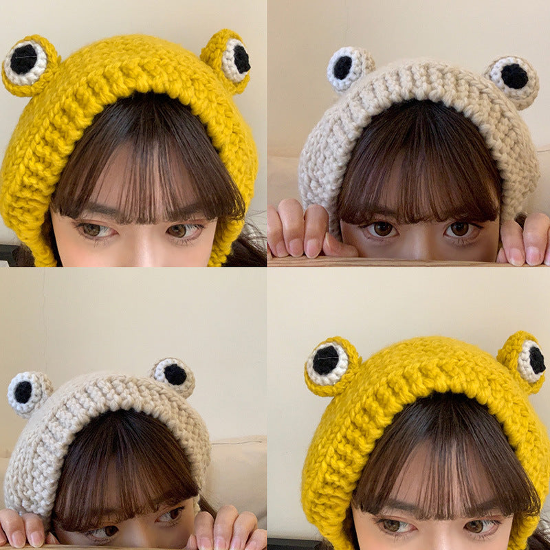 Big eyes frog woolen hat - Hats -  Trend Goods