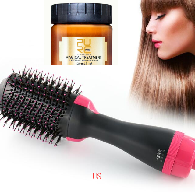 One-Step Electric Hair Dryer Comb Multifunctional Comb Straightener Hair Curling - Hair Brushes -  Trend Goods