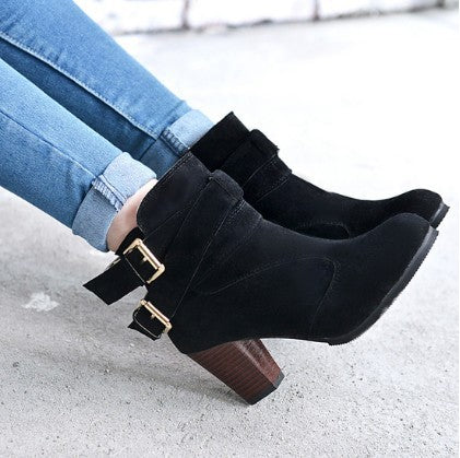 High Heels Leather Ankle Boots - Boots -  Trend Goods