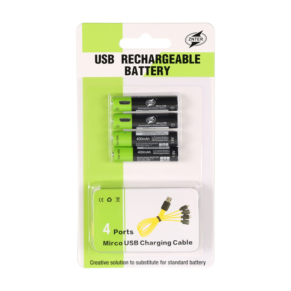 USB Rechargeable Lithium Battery 1.5V Four Sections Charging Cable Set - Batteries -  Trend Goods