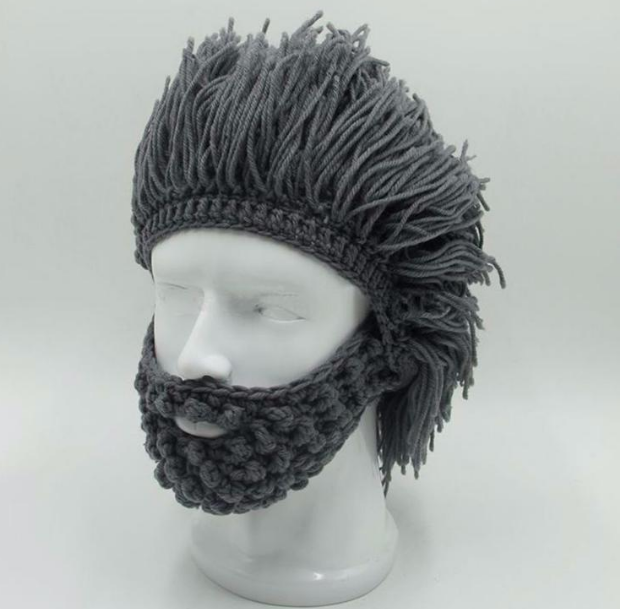 Party spoof knit wool hats beard and wig hats - Knitted Hats -  Trend Goods