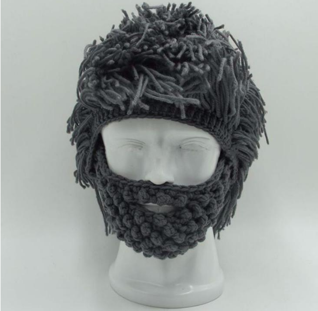 Party spoof knit wool hats beard and wig hats - Knitted Hats -  Trend Goods