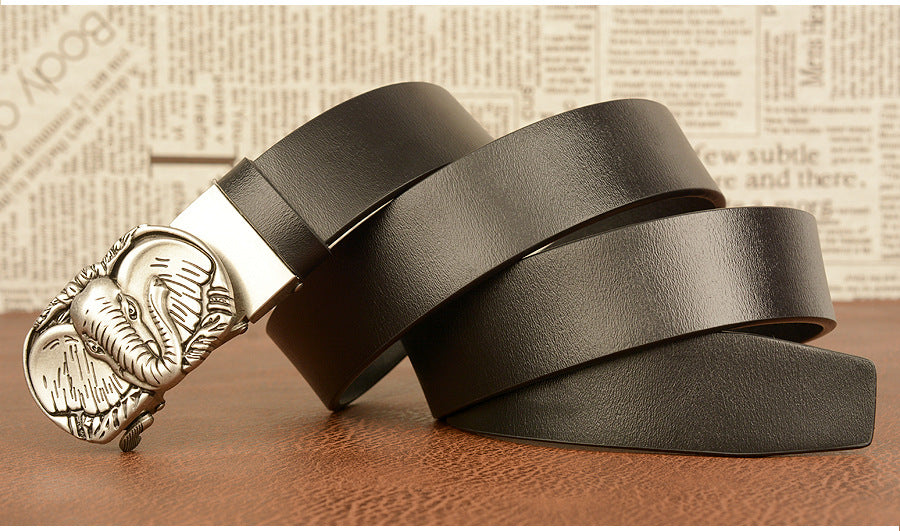 Elephant Automatic Buckle Belt Cowhide Casual - Belts -  Trend Goods