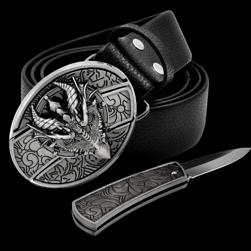 Men's Leather Smooth Buckle Belt Knife - Belts -  Trend Goods