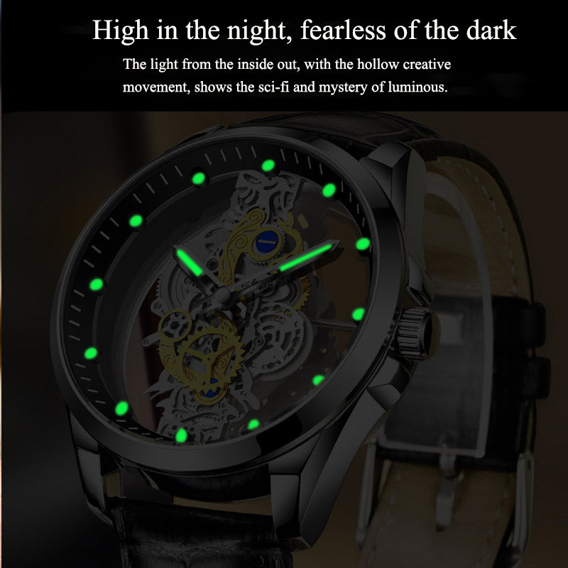 Skeleton Hollow Automatic Quartz Watch Gold - Watches -  Trend Goods