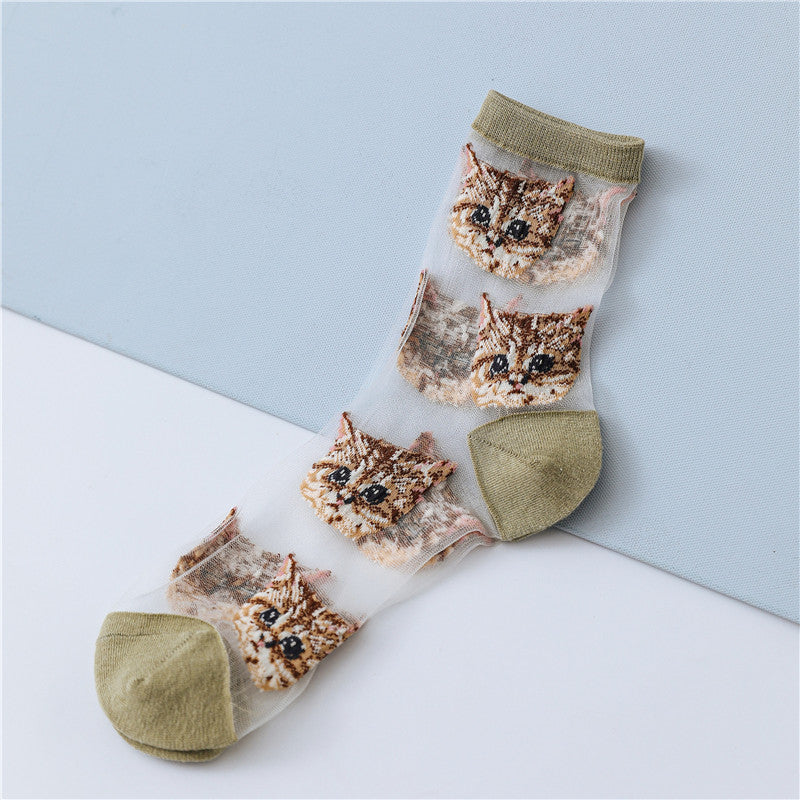 Sweet Glass Silk Cat Figure Stockings - Socks -  Trend Goods