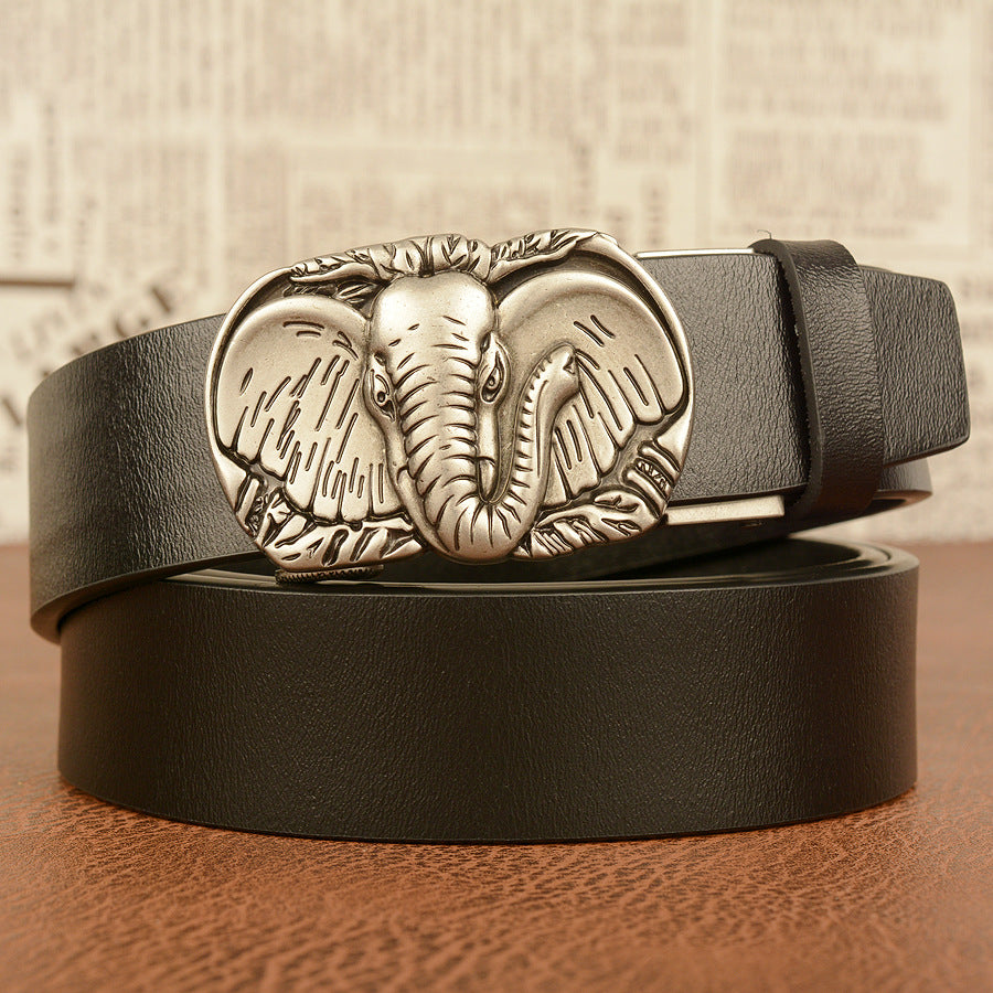 Elephant Automatic Buckle Belt Cowhide Casual - Belts -  Trend Goods