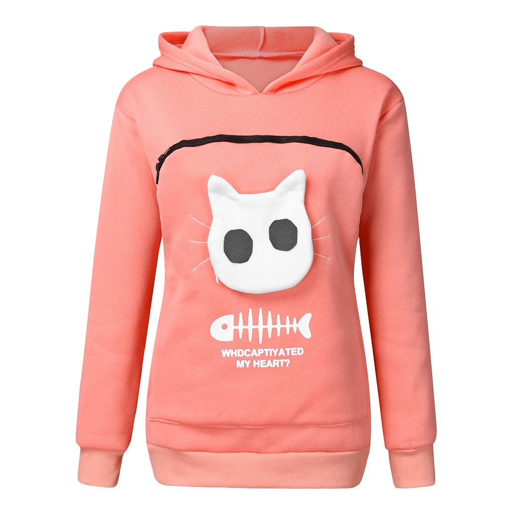 Hoodie Sweatshirt With Cat Pet Pocket Design - Hoodies -  Trend Goods