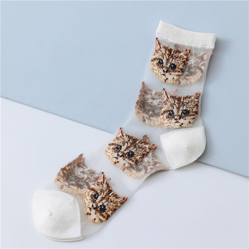 Sweet Glass Silk Cat Figure Stockings - Socks -  Trend Goods