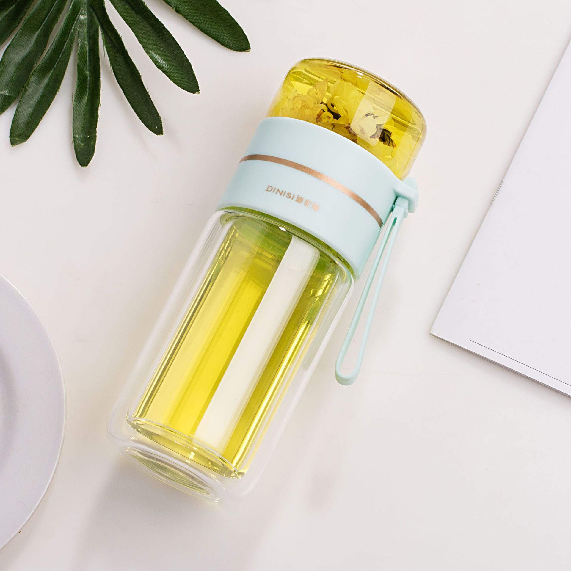 Leakproof Glass Water Bottle With Tea Infuser Filter Tea Separation Double Wall Glass Bottle - Tea Maker -  Trend Goods