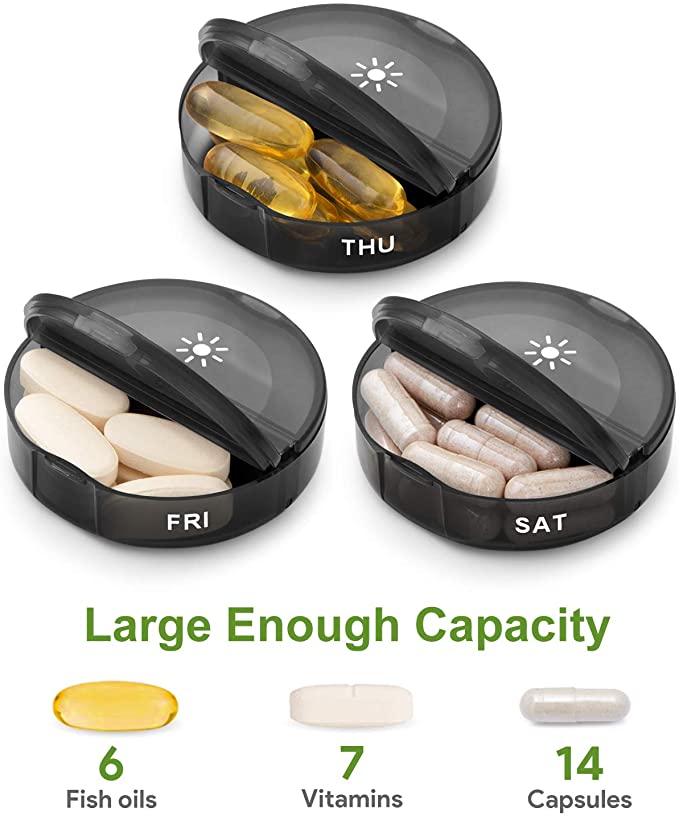 Seven Days Round Mini Travel Moisture-proof 14 compartment Pill Box - Pillboxes -  Trend Goods