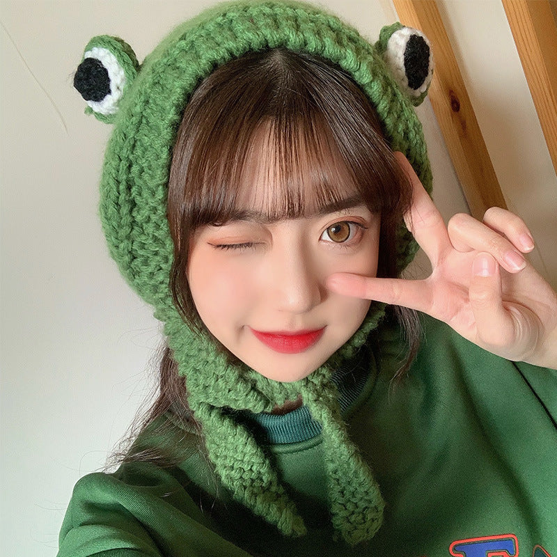 Big eyes frog woolen hat - Hats -  Trend Goods