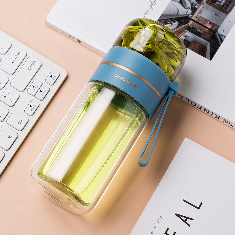 Leakproof Glass Water Bottle With Tea Infuser Filter Tea Separation Double Wall Glass Bottle - Tea Maker -  Trend Goods