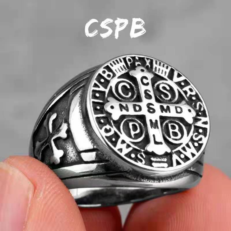 Cspb Cross Stainless Steel Titanium Ring - Rings -  Trend Goods