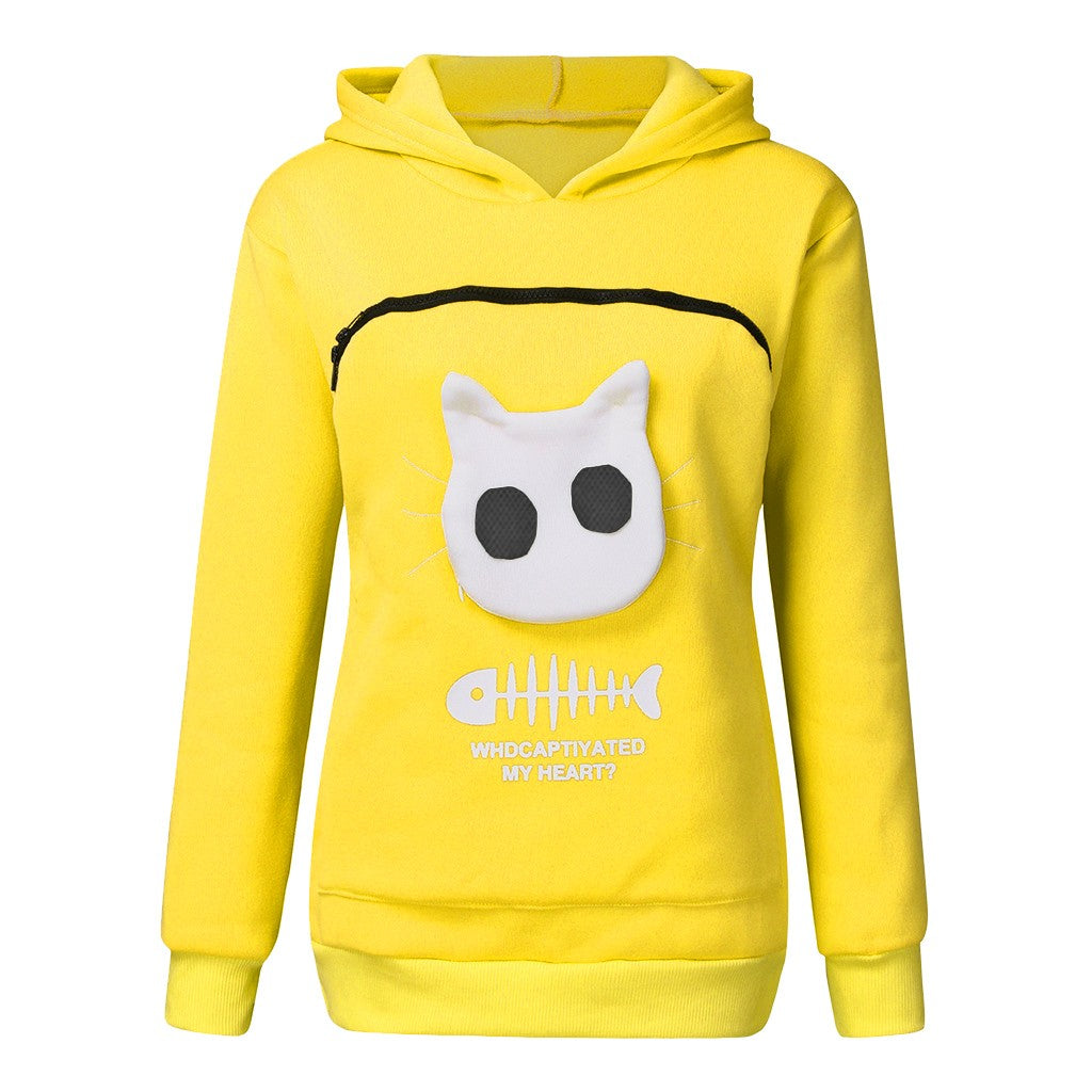 Hoodie Sweatshirt With Cat Pet Pocket Design - Hoodies -  Trend Goods