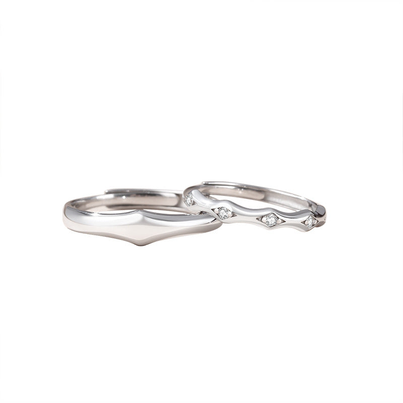 Knight's Love Couple Ring Simple Light Faced Zircon - Rings -  Trend Goods