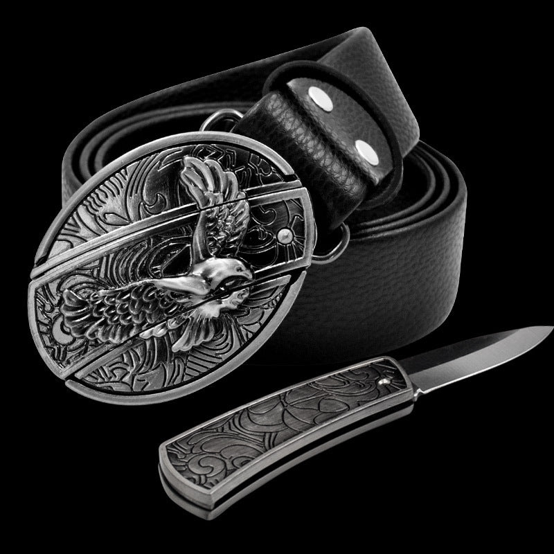 Men's Leather Smooth Buckle Belt Knife - Belts -  Trend Goods