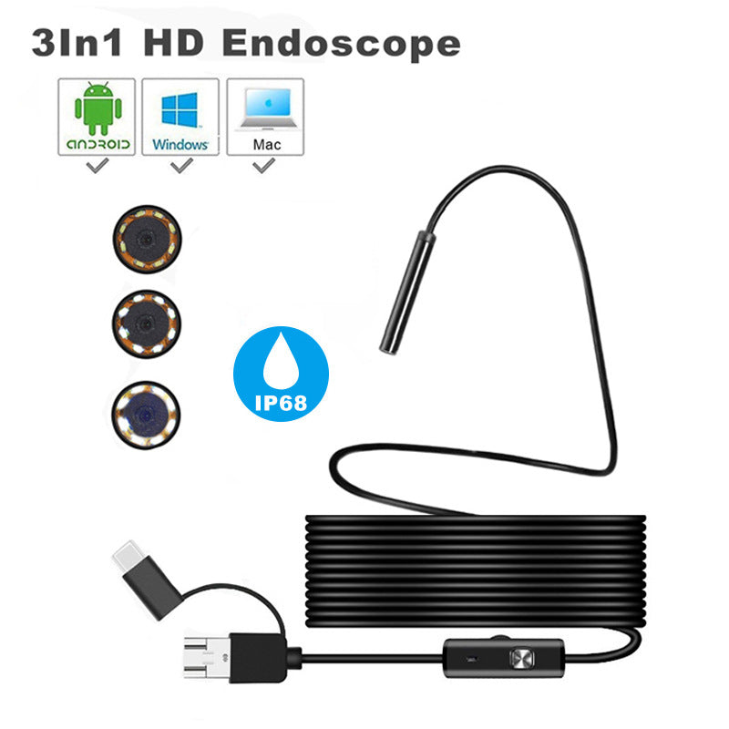 Endoscope 3 In 1 USB Micro USB Type-C Borescope Inspection Camera Waterproof - Mini Camera -  Trend Goods