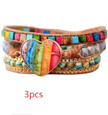 7 Chakra Leather Wrapped Bracelet - Bracelets -  Trend Goods