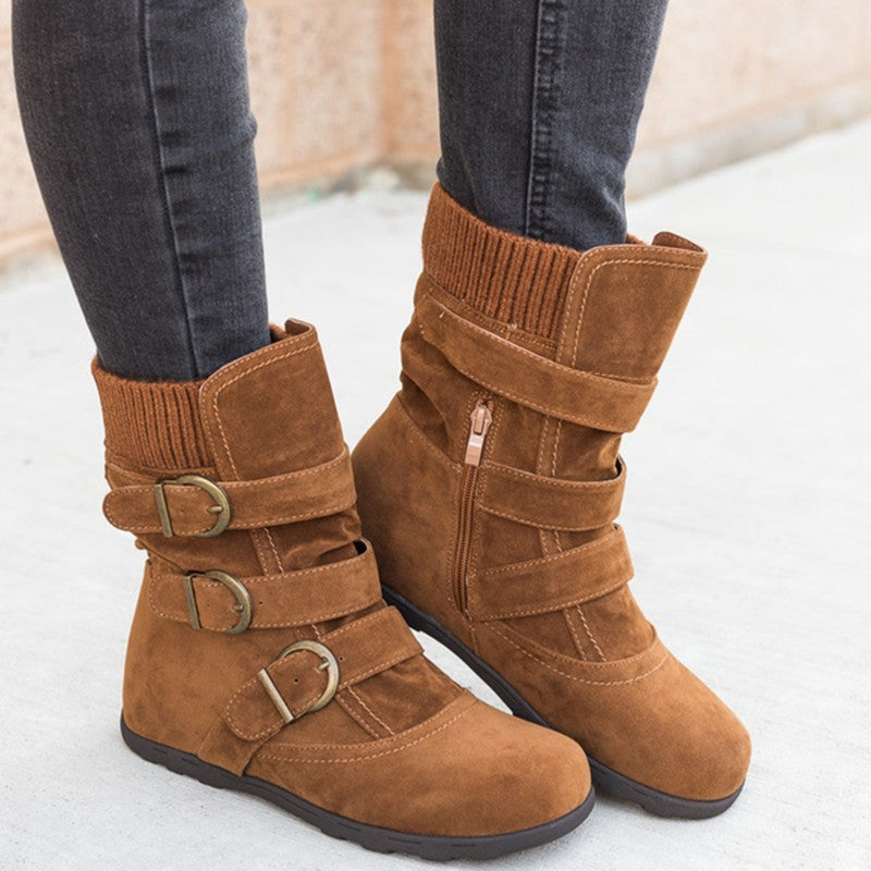 Casual Winter Strap Buckle Boots - Boots -  Trend Goods