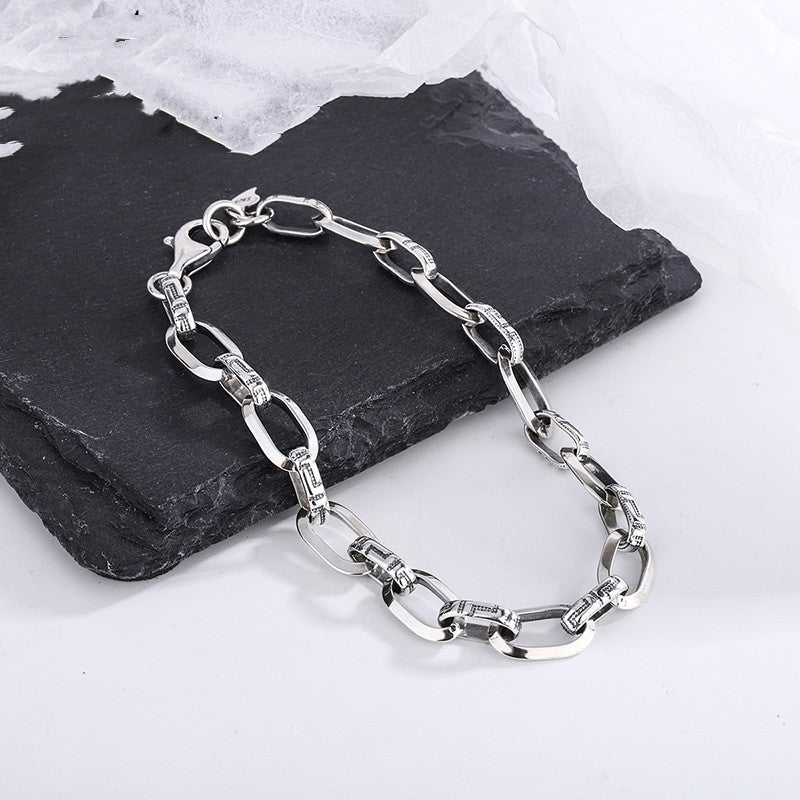 S925 Silver Bracelet Classic Great Wall Print Punk Style - Bracelets -  Trend Goods