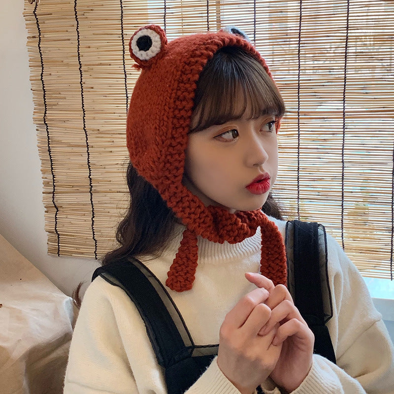 Big eyes frog woolen hat - Hats -  Trend Goods