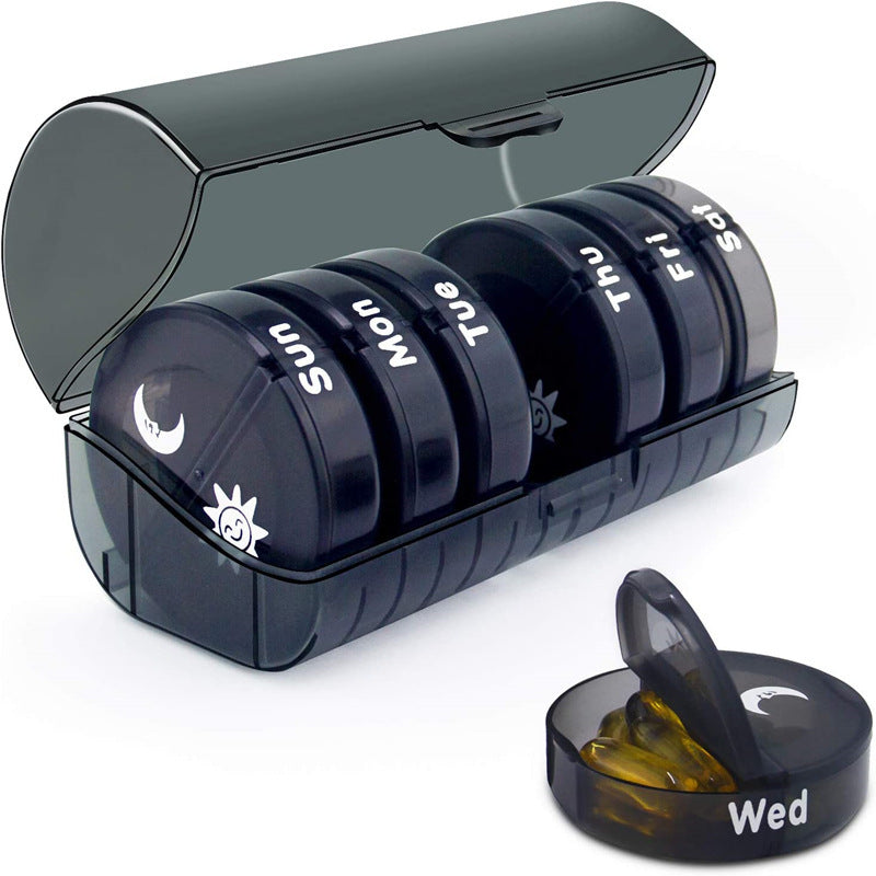 Seven Days Round Mini Travel Moisture-proof 14 compartment Pill Box - Pillboxes -  Trend Goods