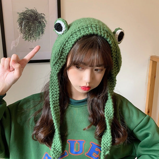 Big eyes frog woolen hat - Hats -  Trend Goods