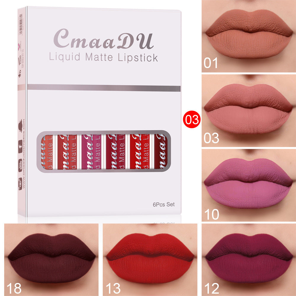 6 Boxes Of Matte Non-stick Cup Waterproof Lipstick Long Lasting Lip Gloss - Lipsticks -  Trend Goods