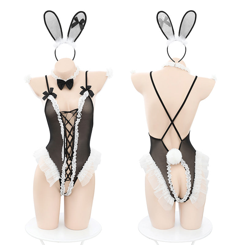 Bunny Lace Up Jumpsuit Set - Lingerie -  Trend Goods