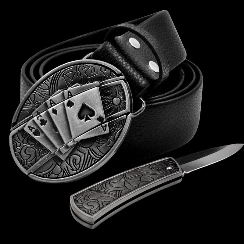 Men's Leather Smooth Buckle Belt Knife - Belts -  Trend Goods