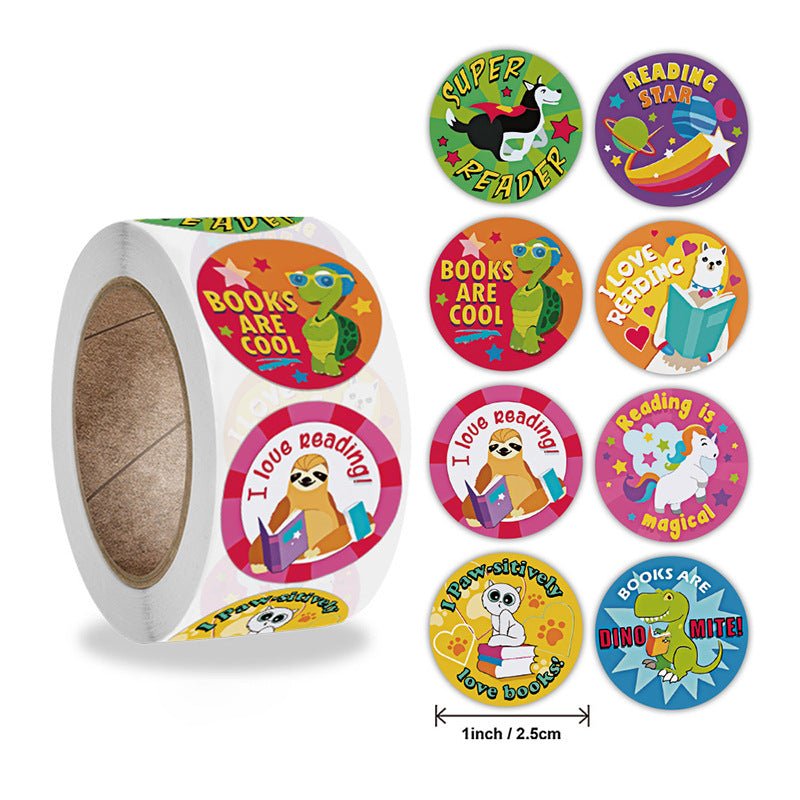 8 Design Patterns 500 Pcs Roll Cute Animal Label Children Reward Stickers - Stickers -  Trend Goods