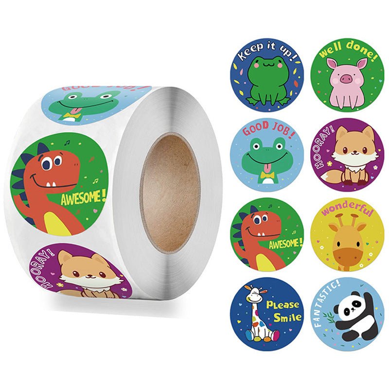 8 Design Patterns 500 Pcs Roll Cute Animal Label Children Reward Stickers - Stickers -  Trend Goods