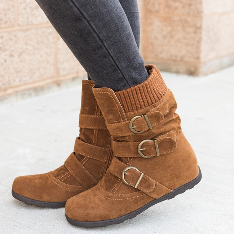 Casual Winter Strap Buckle Boots - Boots -  Trend Goods