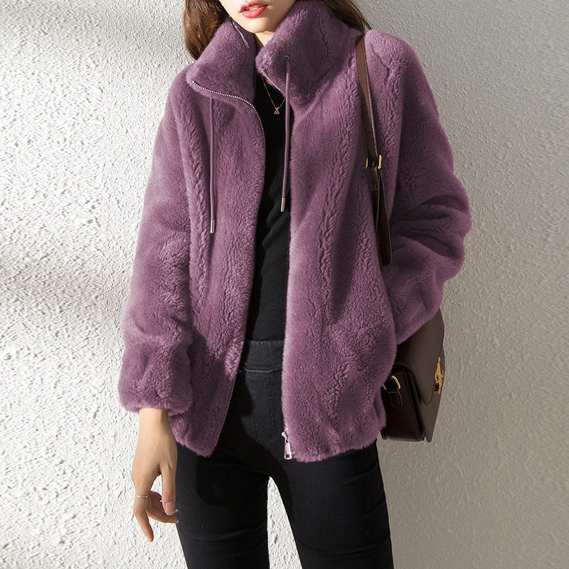 Double Faced Fleece Warm High Neck Coat - Coats -  Trend Goods