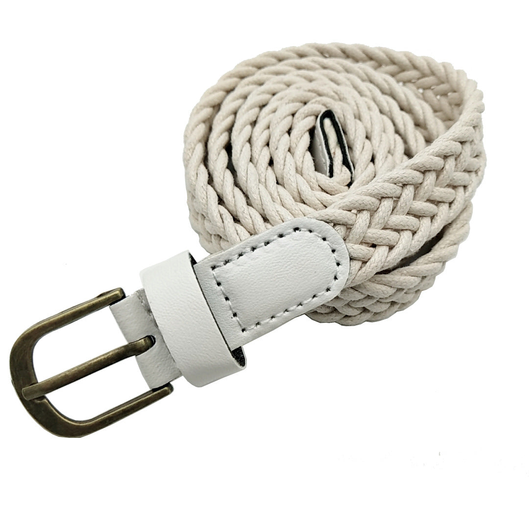 Retro Style Wax Rope Woven Belt Pu Bronze Alloy Pin Buckle - Belts -  Trend Goods